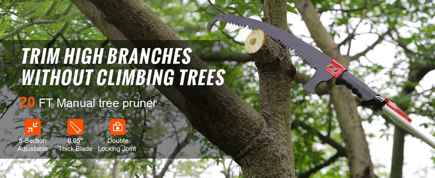 SucceBuy Manual Pole Saw Extendable Tree Pruner