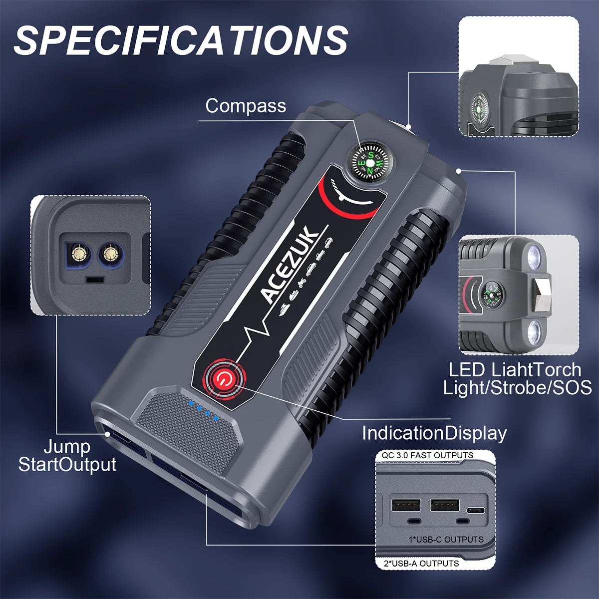12V Car Jump Starter Automatic Battery Booster Charger