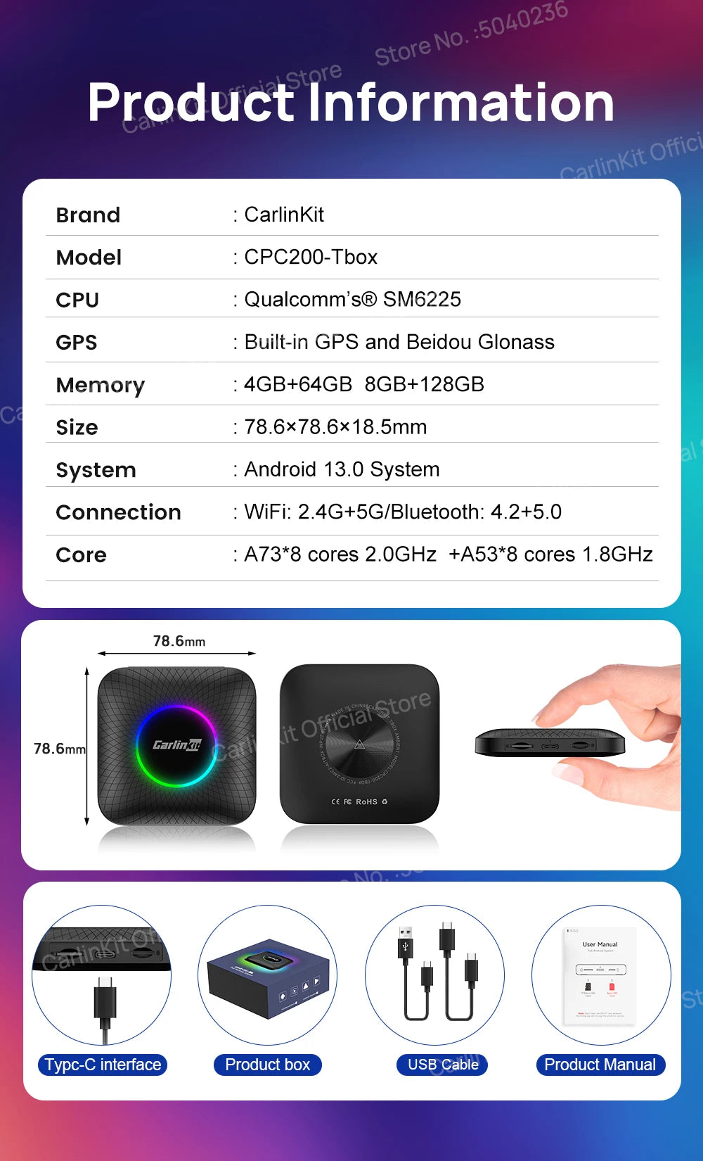 2025 CarlinKit 3 In 1 Android 13 Mini CarPlay Ai Box
