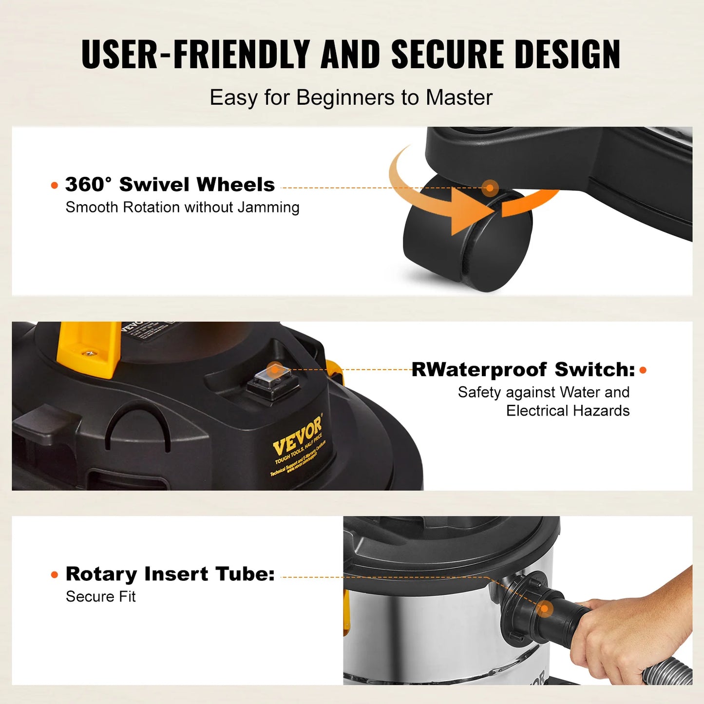 SucceBuy Stainless Steel Wet Dry Shop Vacuum