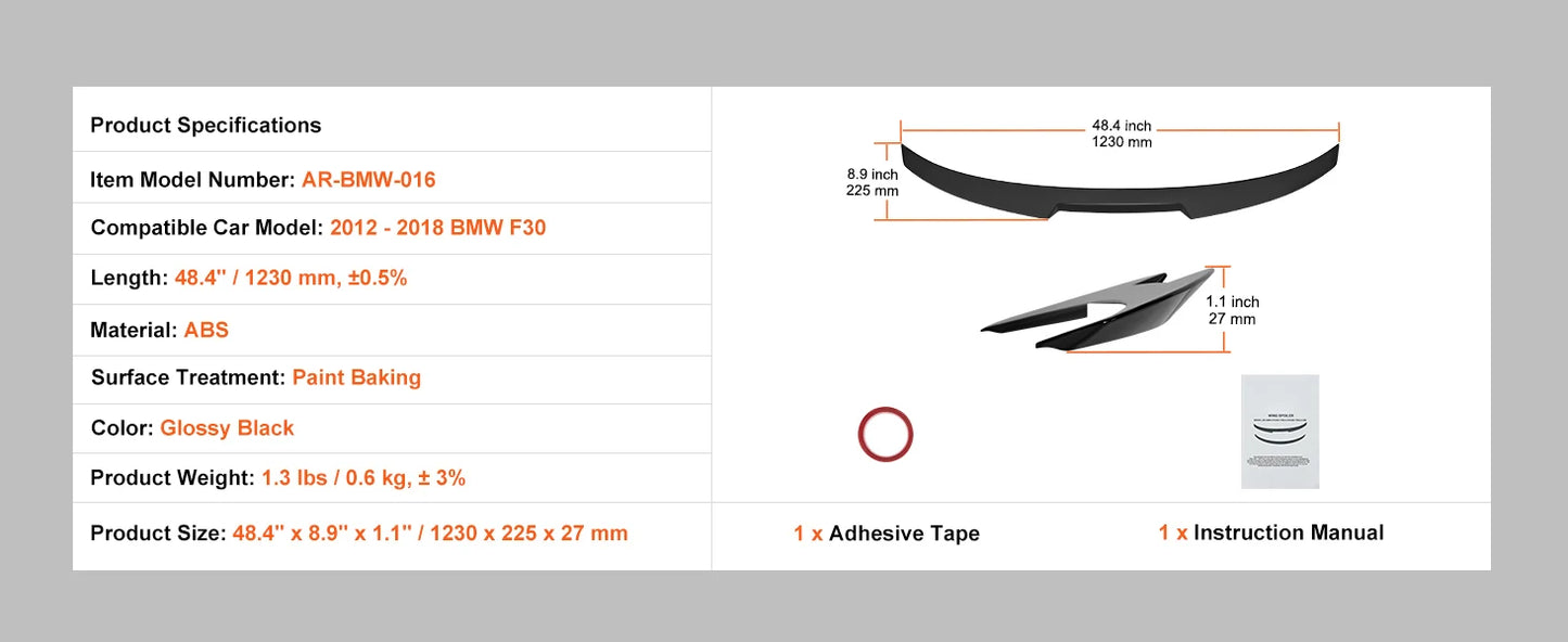 GT Wing Car Spoiler Compatible with 2018-2023 Camry