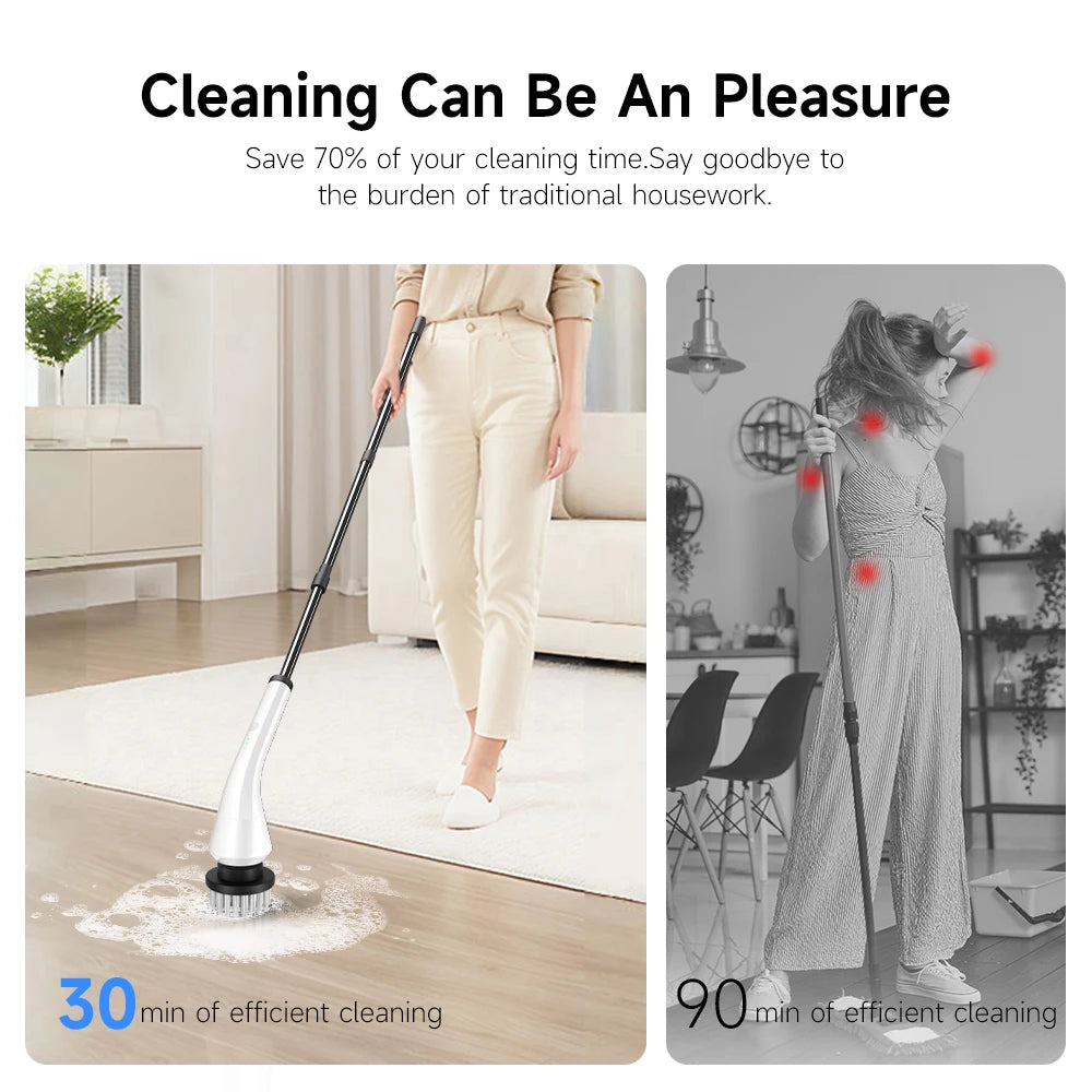 Electric scrubber with 8 Replaceable Brush Heads