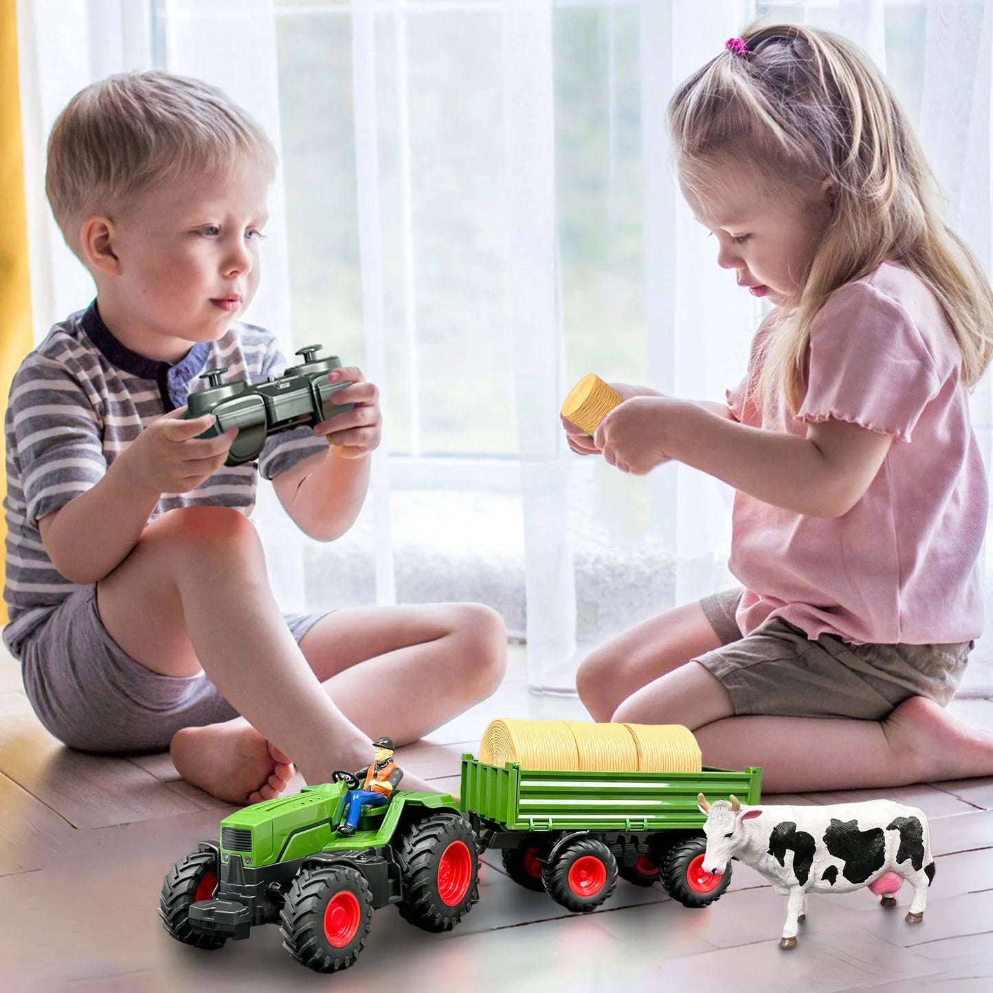 Remote Control Farm Tractor Toy - Realistic RC