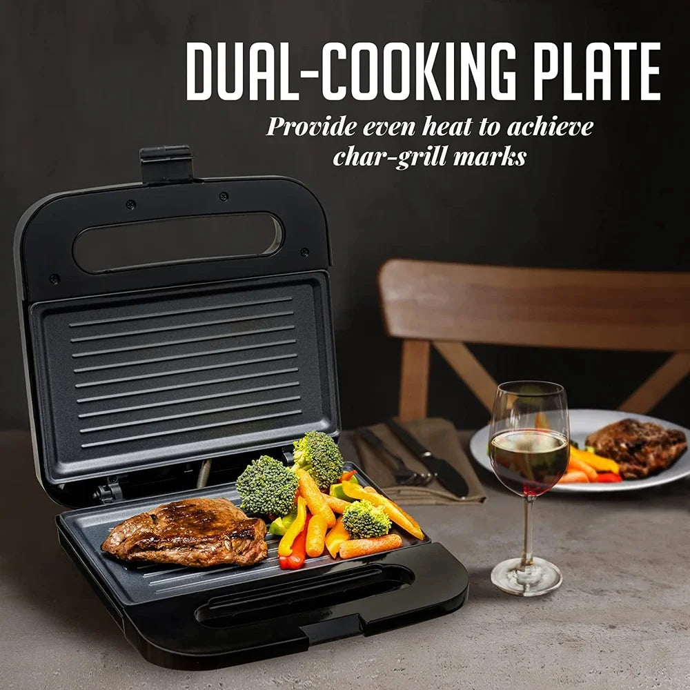 Electric Panini Press Grill Nonstick Plates