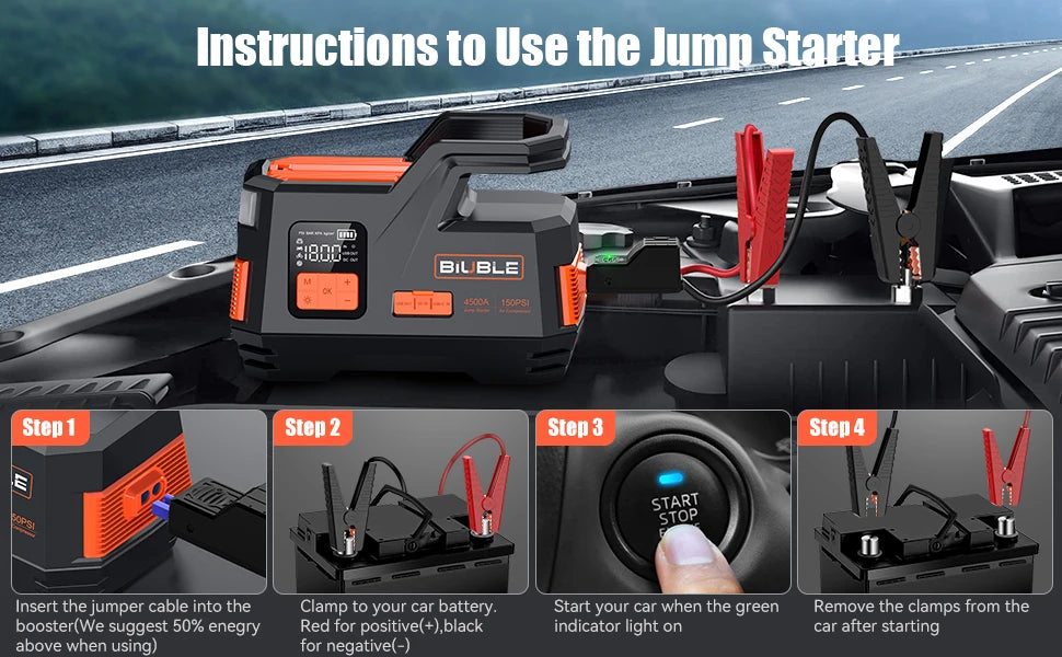 26800mAh Car Jump Starter Power Bank Portable