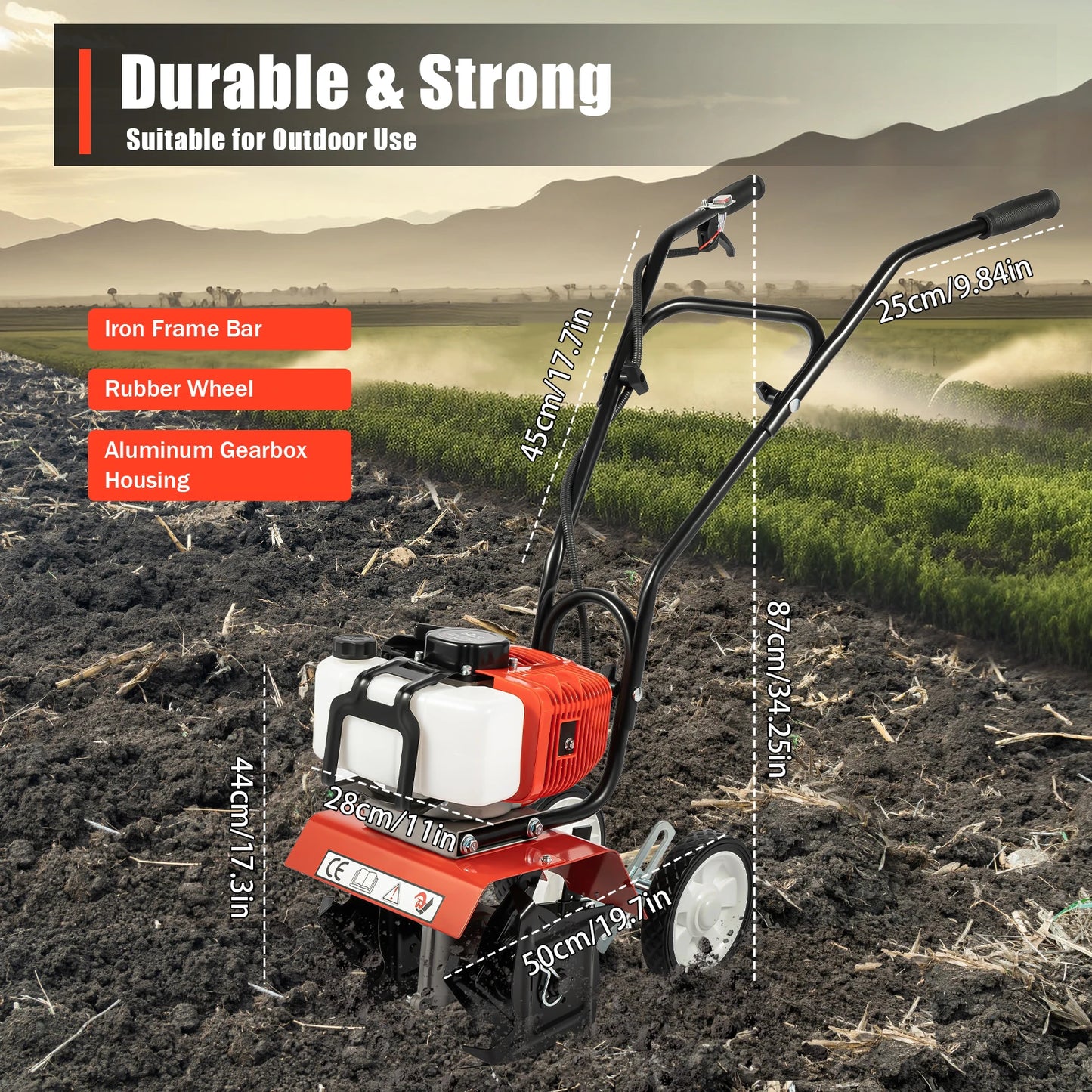 52CC Gasoline Tiller Cultivator 2 Stroke Mini