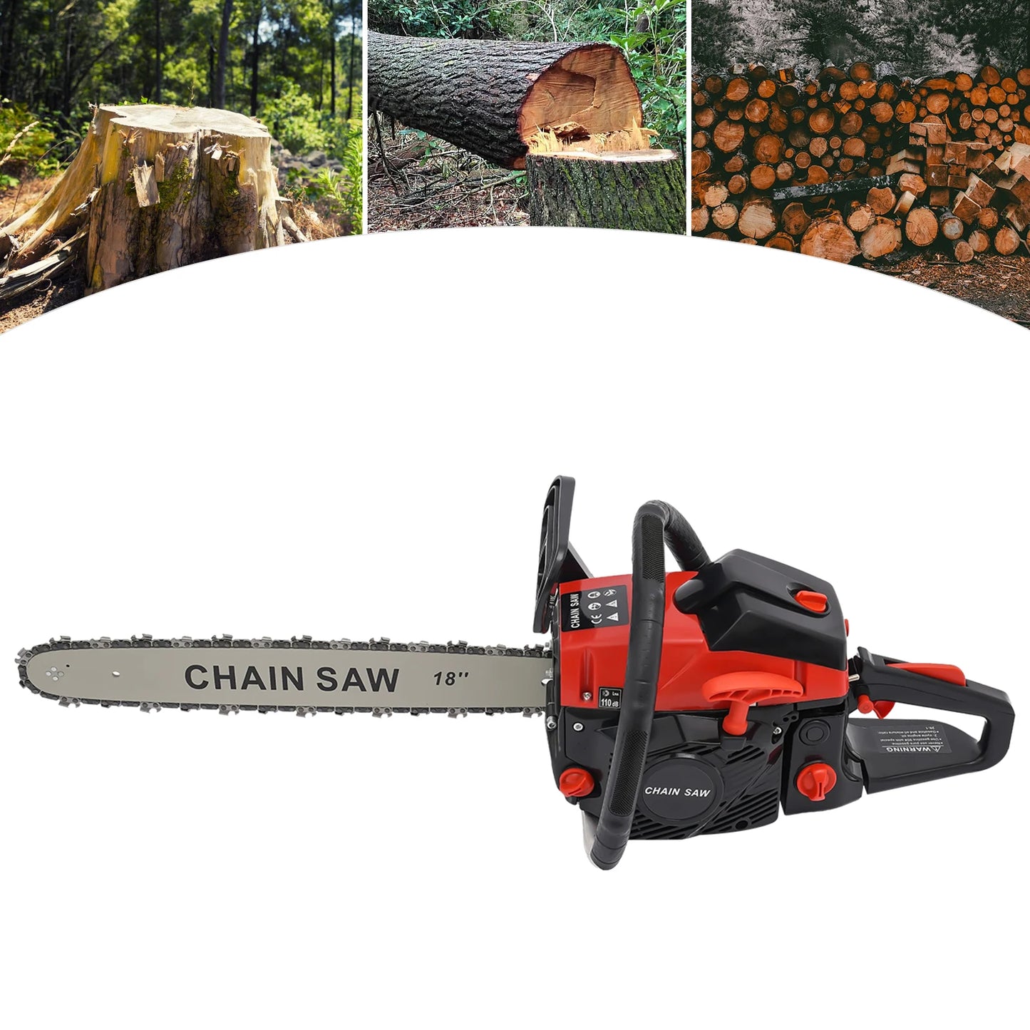 18 Inch Gasoline Chainsaw 58cc Handheld