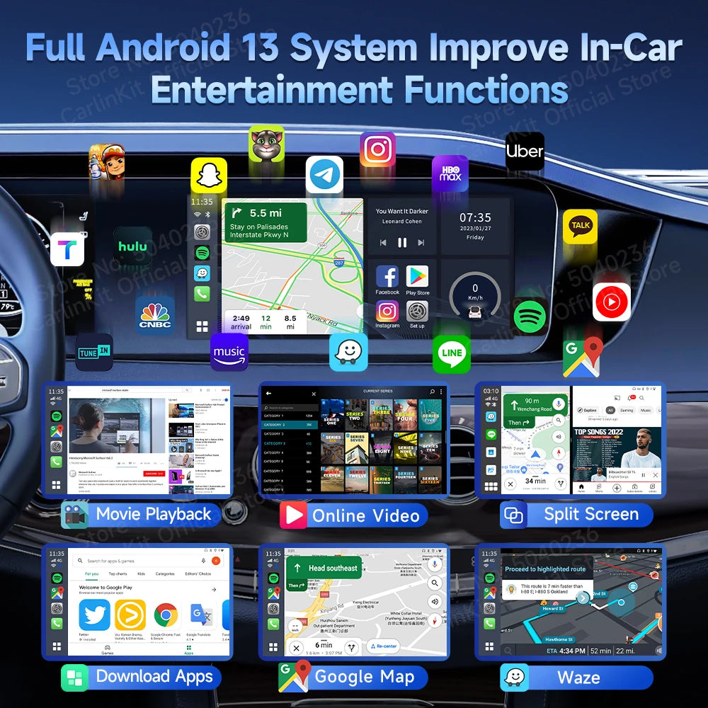 2025 CarlinKit 3 In 1 Android 13 Mini CarPlay Ai Box
