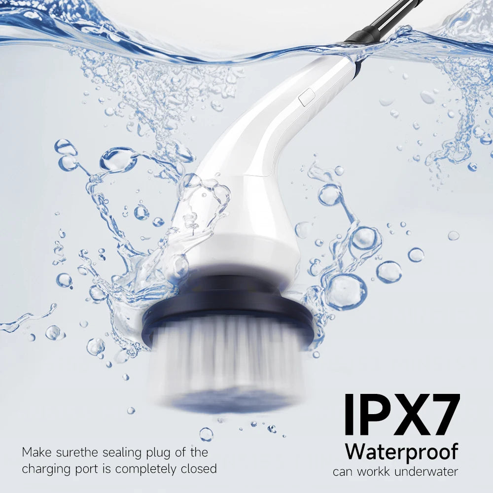 Electric scrubber with 8 Replaceable Brush Heads