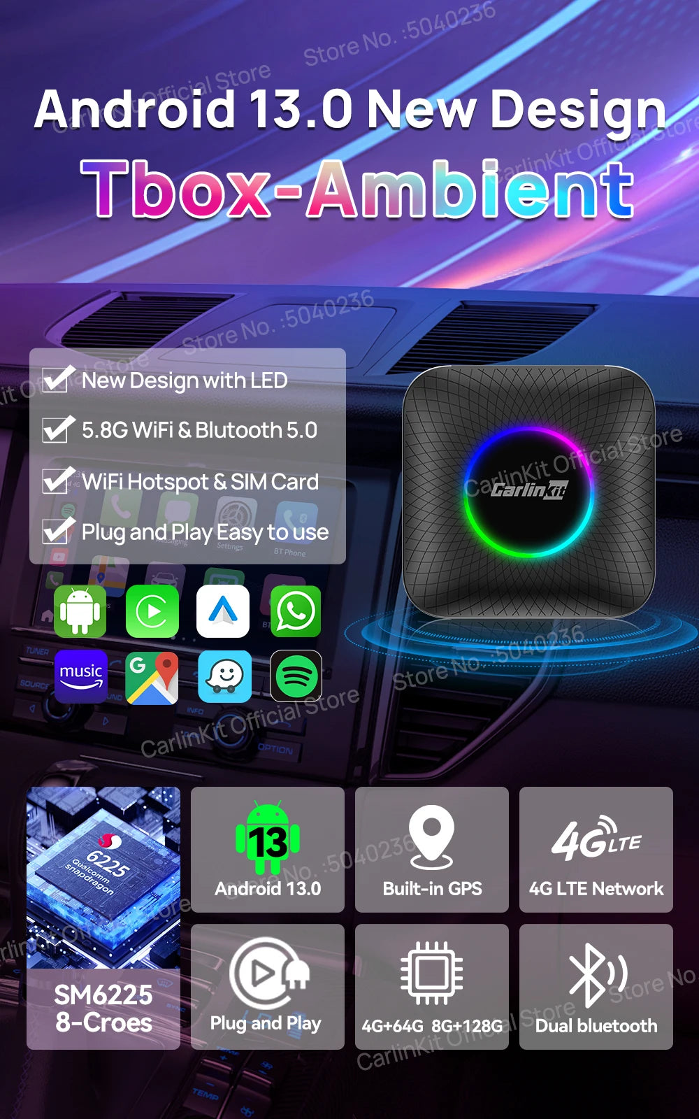 2025 CarlinKit 3 In 1 Android 13 Mini CarPlay Ai Box