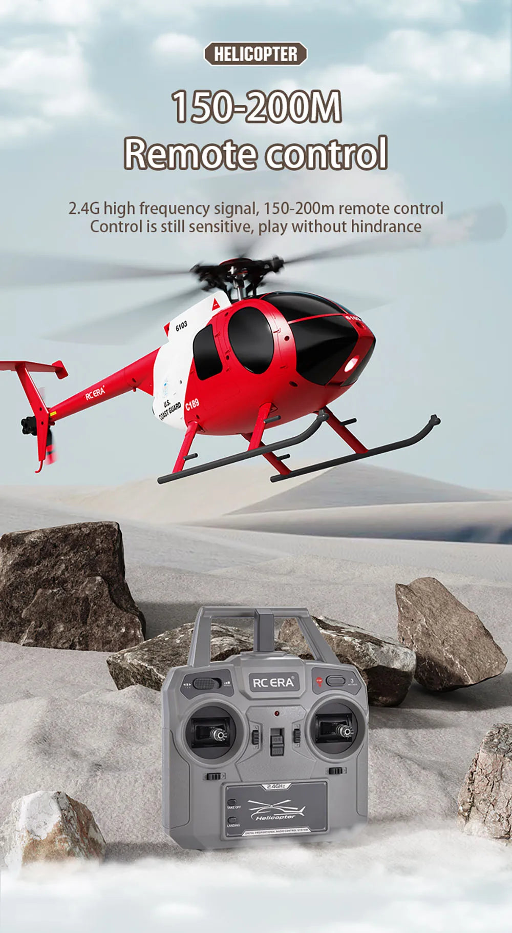 RC Fixed Height Single Blade Flybarless Helicopter