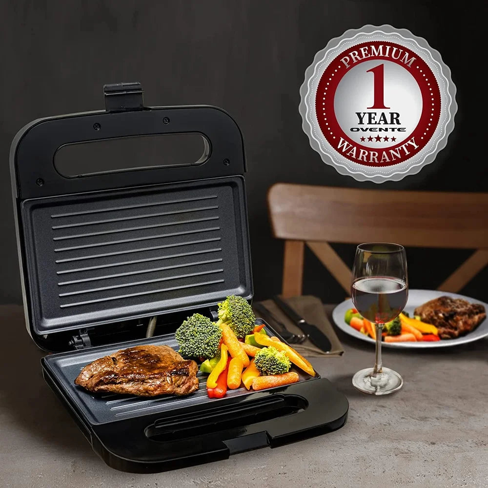 Electric Panini Press Grill Nonstick Plates