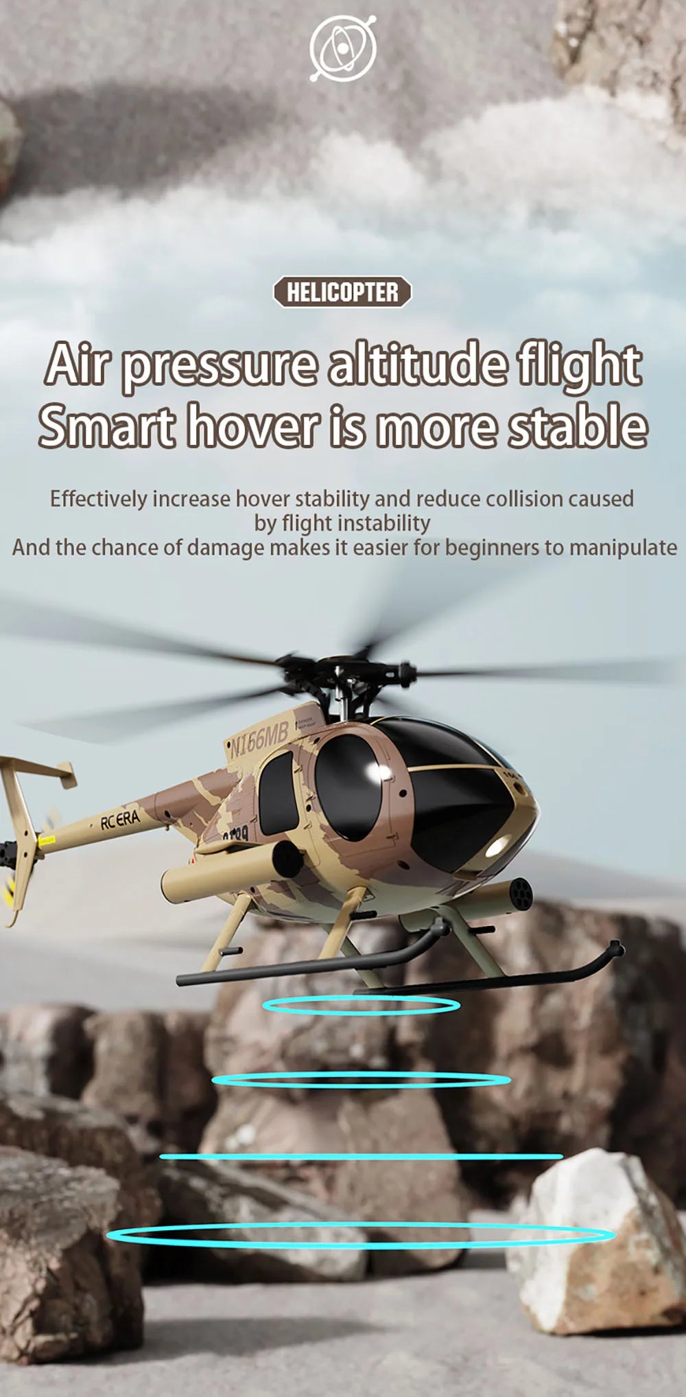 RC Fixed Height Single Blade Flybarless Helicopter