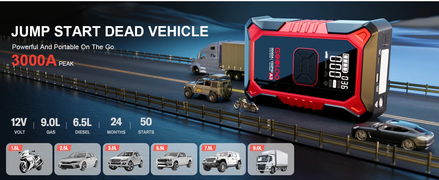 GOOLOO Jump Starter with Air Compressor