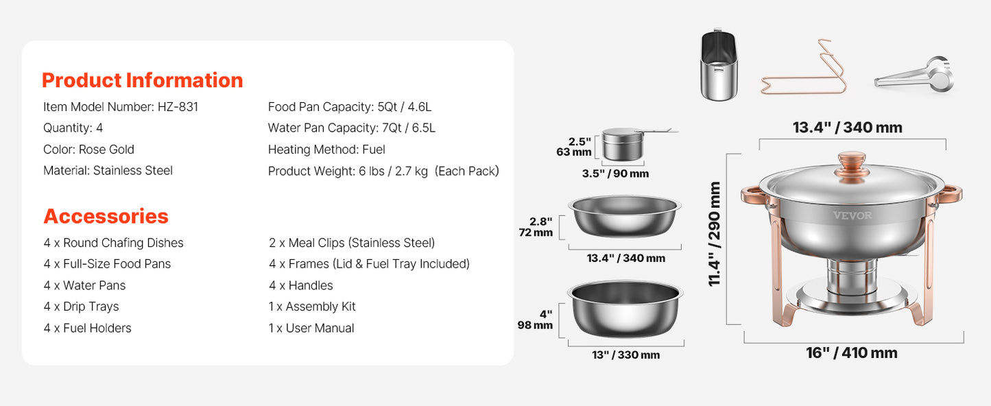 SucceBuy 4 Pack Chafing Dish Buffet Set Stainless