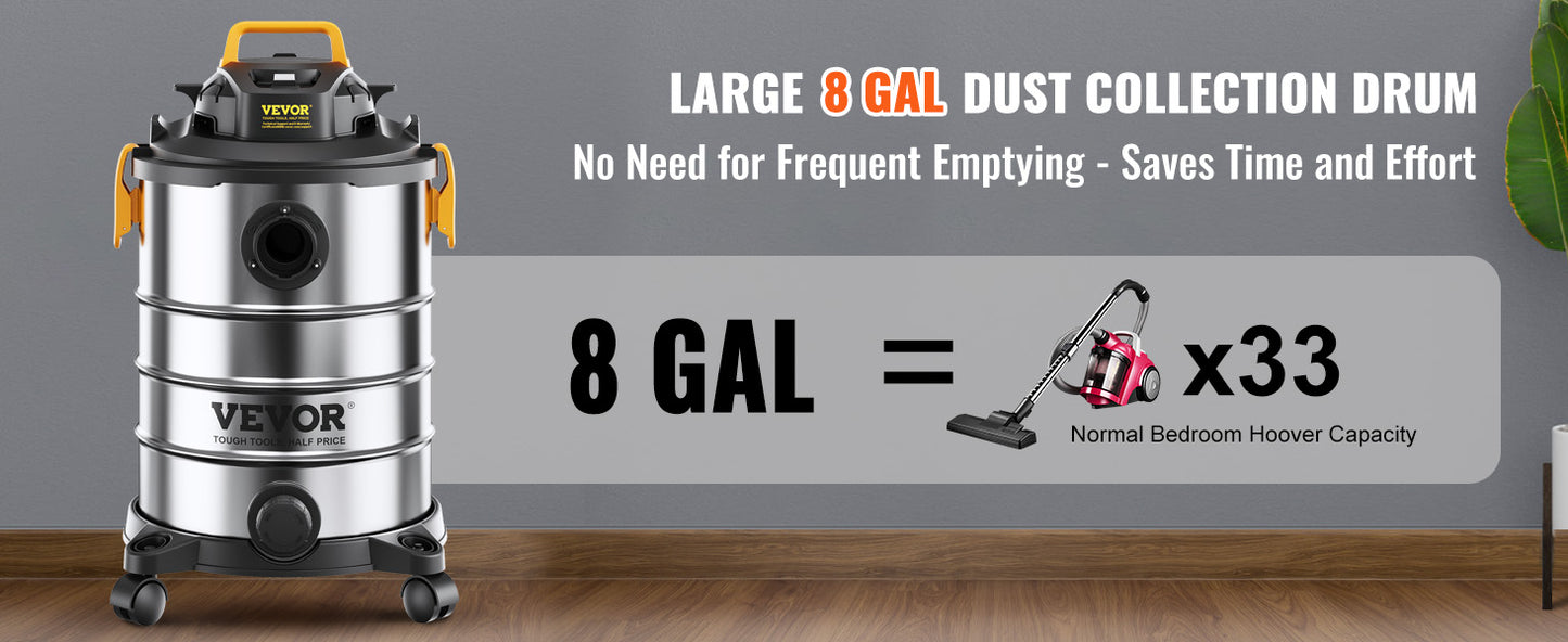 SucceBuy Stainless Steel Wet Dry Shop Vacuum
