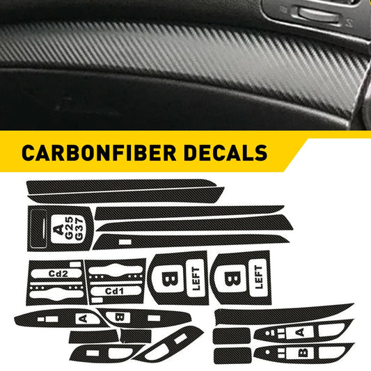 1Set Black Carbon fiber Style Car Interior