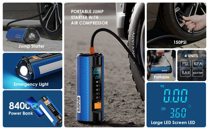 BUVAYE Car Jump Starter Air Pump Outdoor