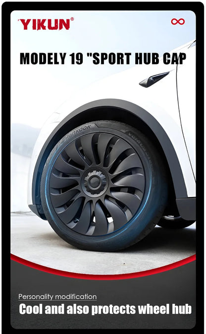 YIKUN 4PCS Wheel Cover for Tesla Model Y 19 Inch