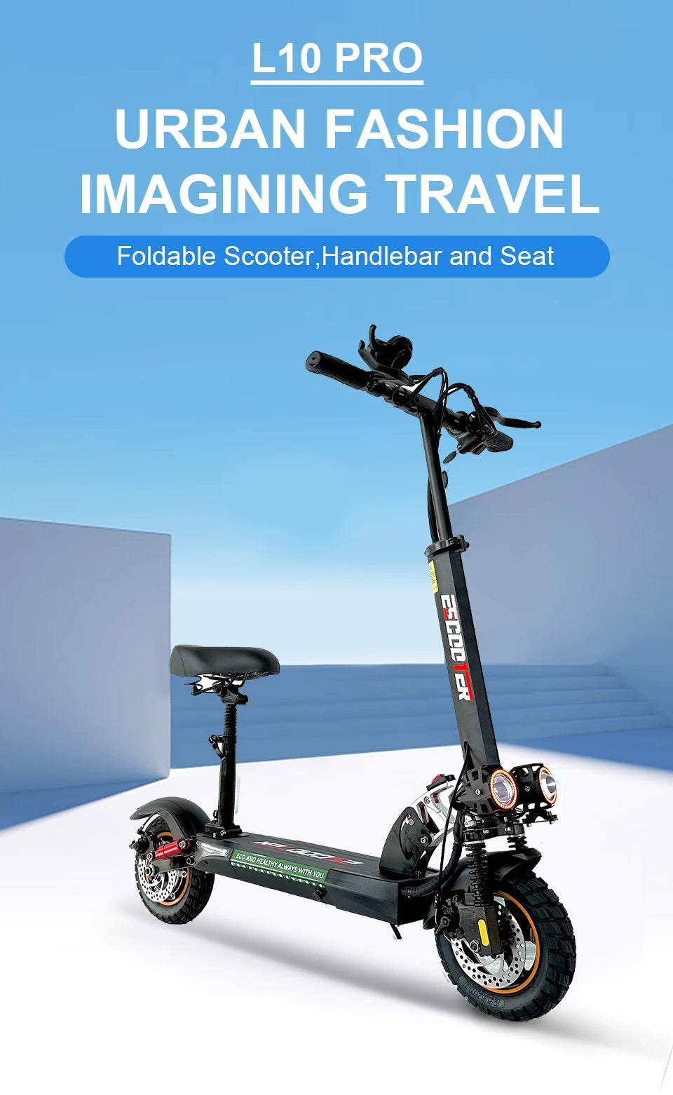 800W Powerful Electric Kick Scooter Anti-skid