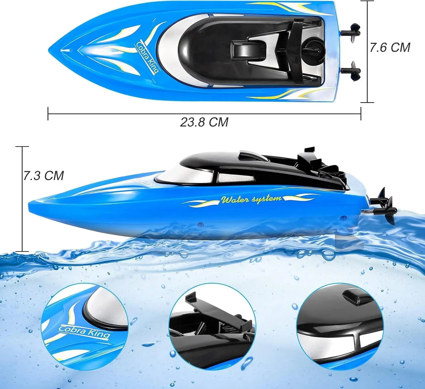 2Pack RH701 RC Battery Boat 2.4Ghz 25km/h High-Speed Remote Control Racing Ship Water Speed Boat Children Model Toy