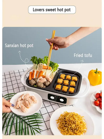 2 in 1 Electric Multi Cooker Shabu Pot and Griddle