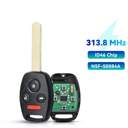 KEYYOU Remote Car Key For Honda Civic 2006 2007 2008 2009 2010 2011 PCF7961 Chip N5F-S0084A 313.8MHz 3/4 Buttons