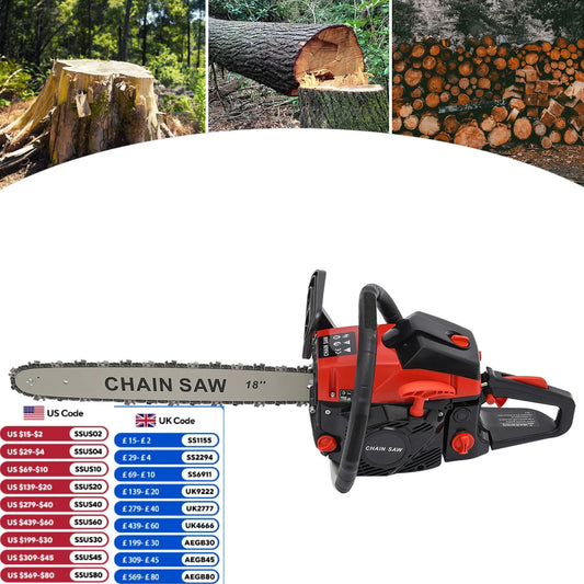 18 Inch Gasoline Chainsaw 58cc Handheld