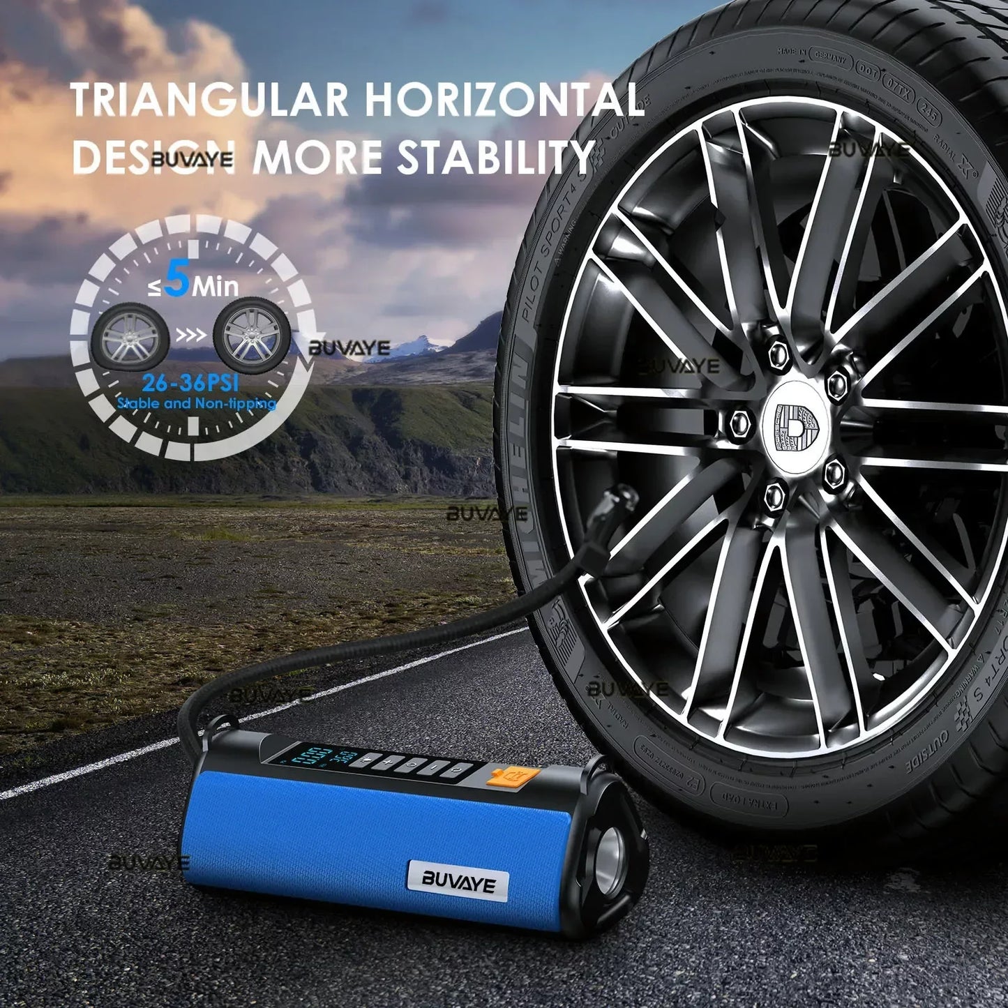BUVAYE Car Jump Starter Air Pump Outdoor