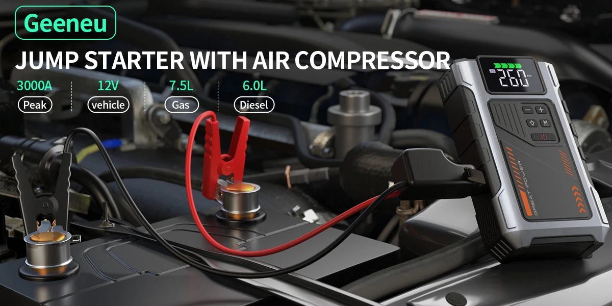 Portable Car Jump Starter With Air Compressor,