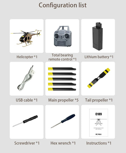 RC Fixed Height Single Blade Flybarless  Helicopter