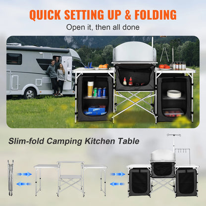 SucceBuy Camping Outdoor Kitchen Table Cabinet