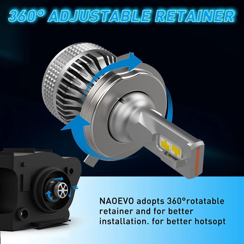 NAOEVO H7 H4 LED 60W 20000LM Car Headlight H1 H8 H9 H1