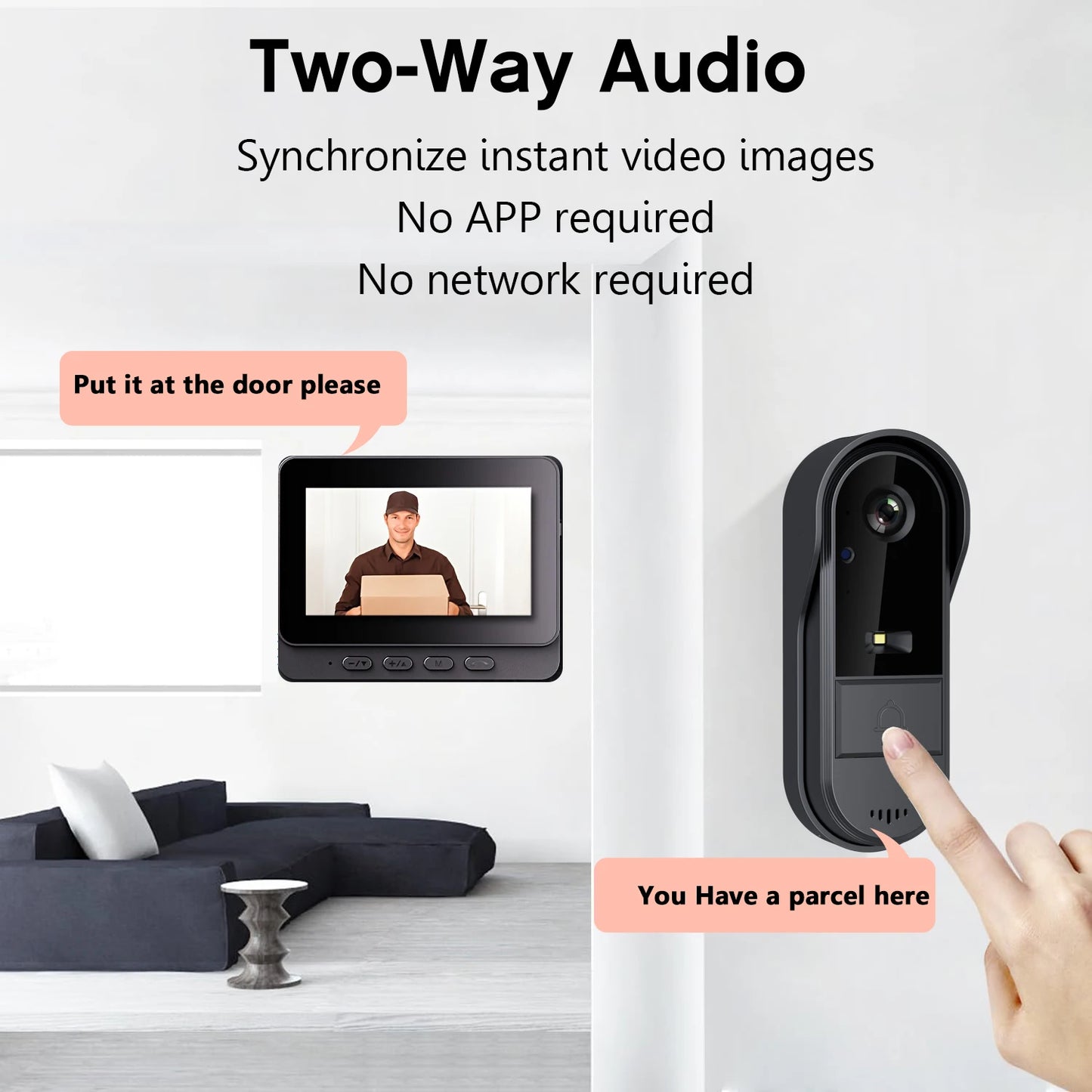 WiFi wireless smart video doorbell, Two-way outdoor