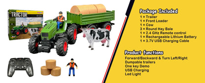 Remote Control Farm Tractor Toy - Realistic RC