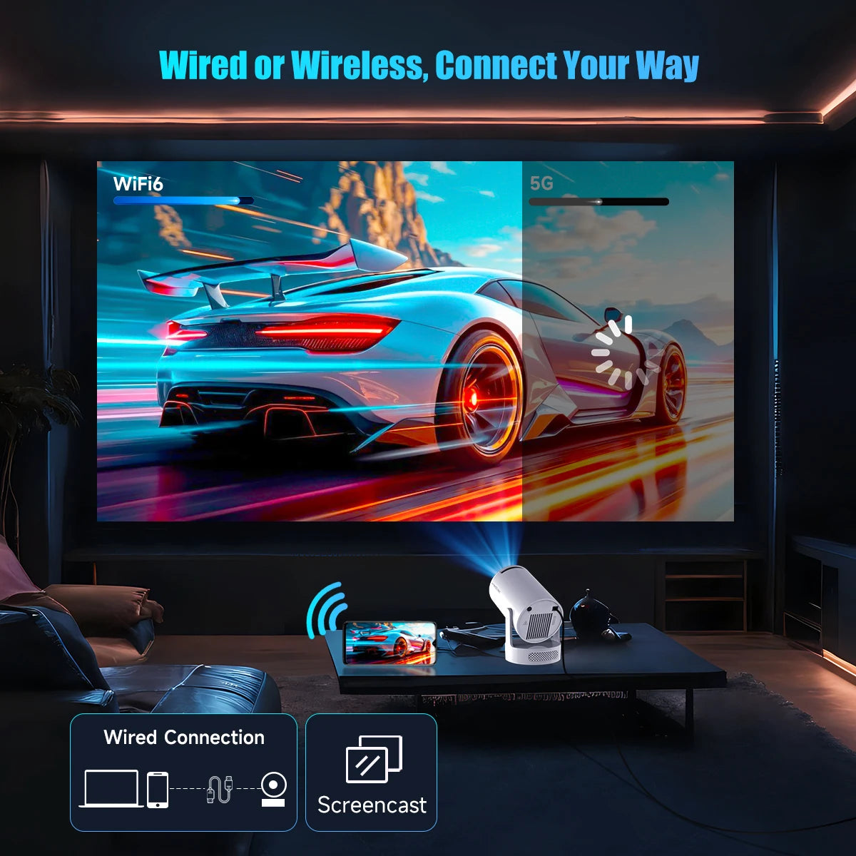 Magcubic HY300 Pro + Projector 4K 720P With 5W Speaker