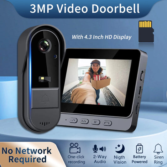 WiFi wireless smart video doorbell, Two-way outdoor