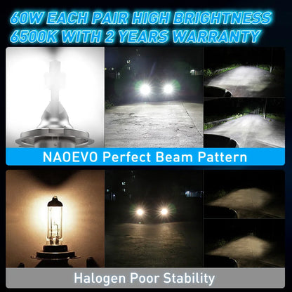 NAOEVO H7 H4 LED 60W 20000LM Car Headlight H1 H8 H9 H1