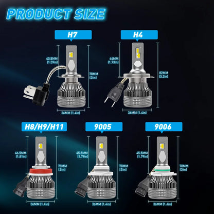 NAOEVO H7 H4 LED 60W 20000LM Car Headlight H1 H8 H9 H1