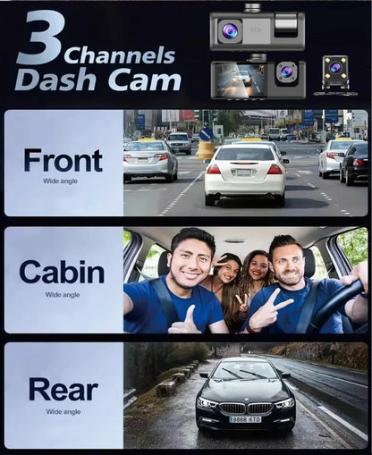 3 Channels Dash Camera For Cars HD 1080P Video