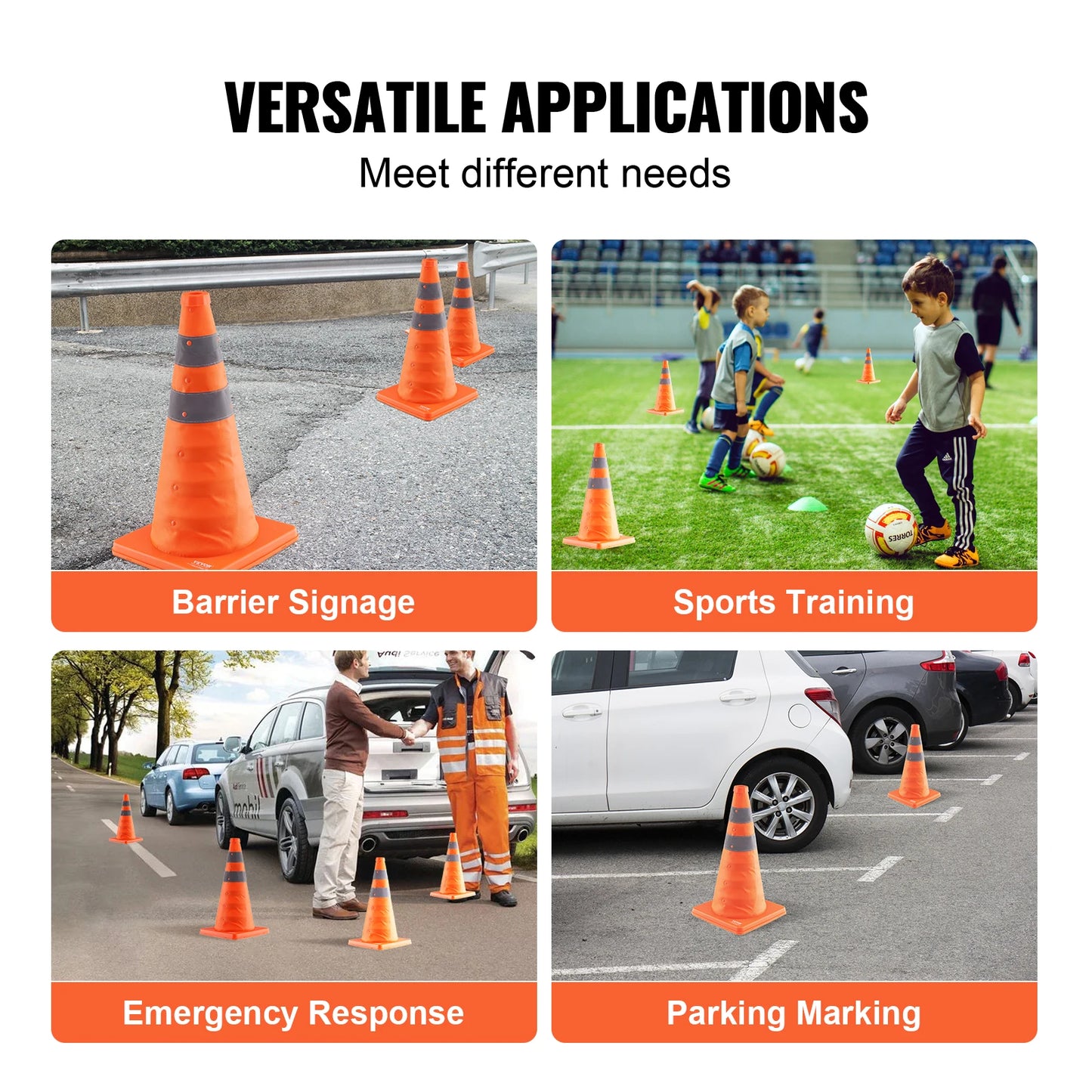 SucceBuy Safety Cones 2/4Pack 18/28inch Collapsible Traffi