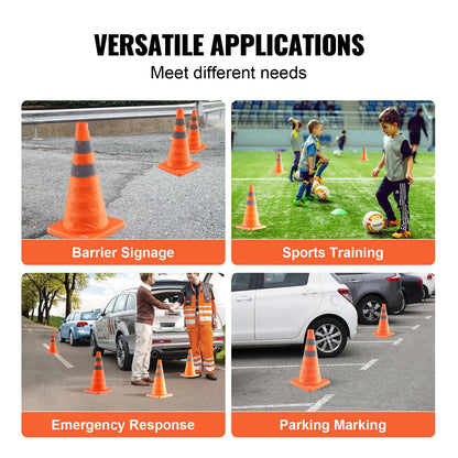 SucceBuy Safety Cones 2/4Pack 18/28inch Collapsible Traffi