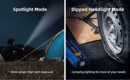BUVAYE Car Jump Starter Air Pump Outdoor Portable Power Lamp Portable Air Compressor Multifunctional Tire Inflator with EVA Bag
