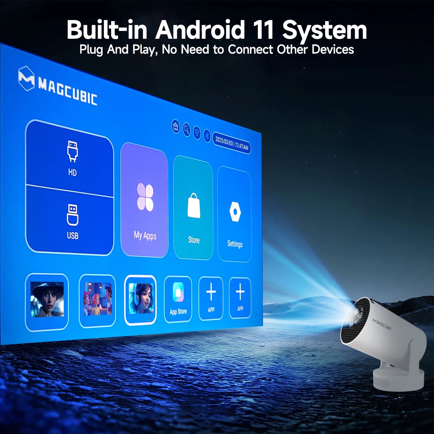 Magcubic HY300 Pro + Projector 4K 720P With 5W Speaker