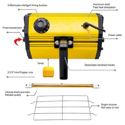 DATOUBOSS Portable Infrared Paint Curing Lamp 1000