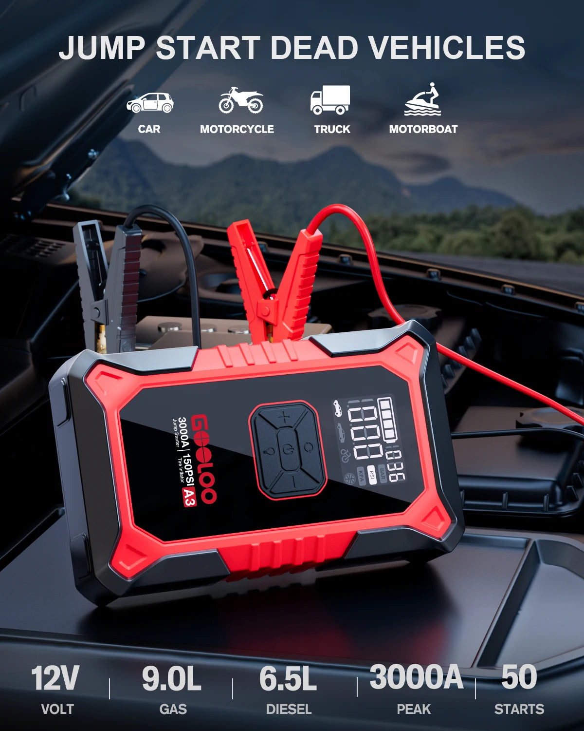 GOOLOO Jump Starter with Air Compressor