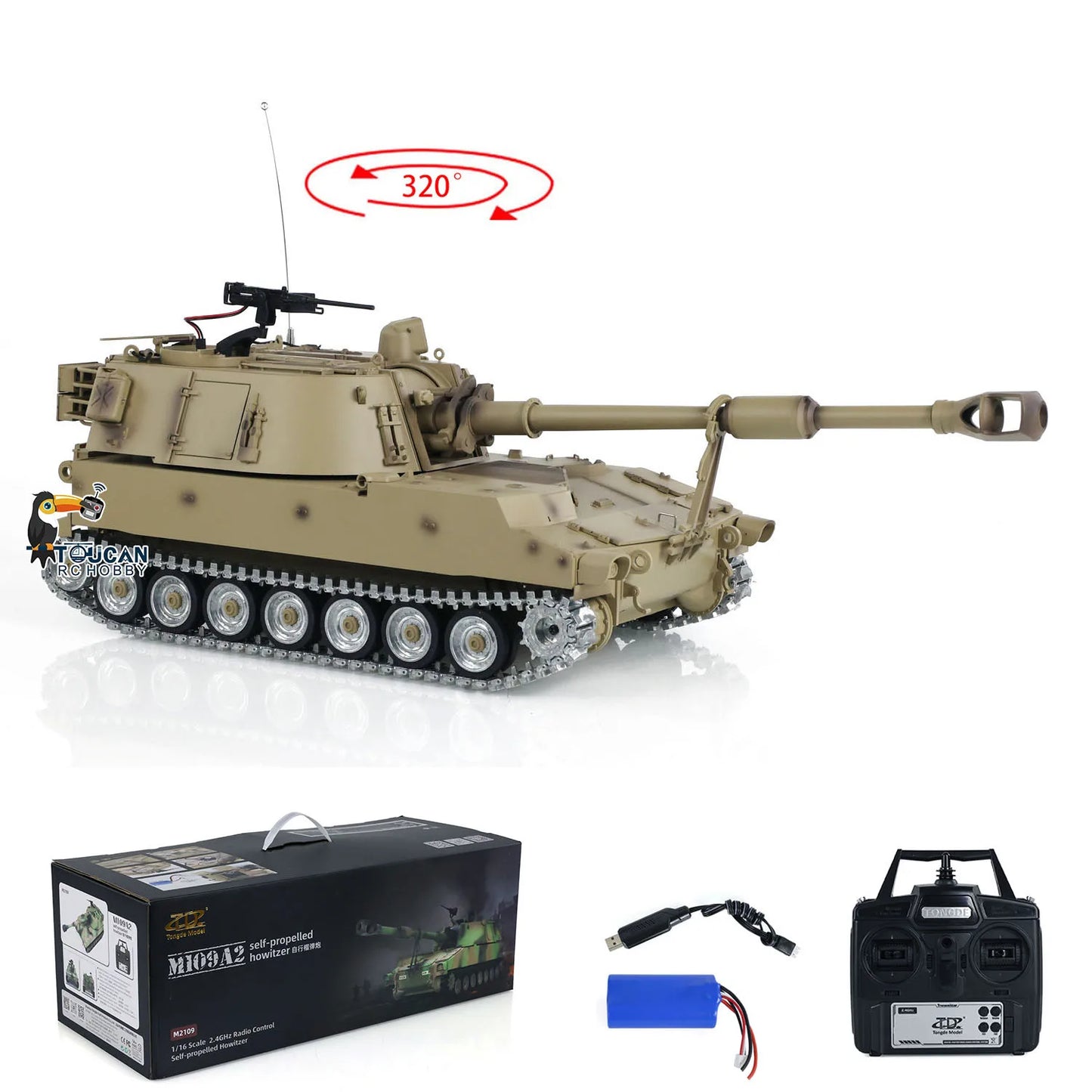 RC Military Tank HowitzerMetal Wheels Infrared