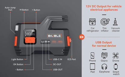 26800mAh Car Jump Starter Power Bank Portable