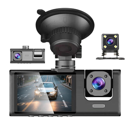 3 Channels Dash Camera For Cars HD 1080P Video