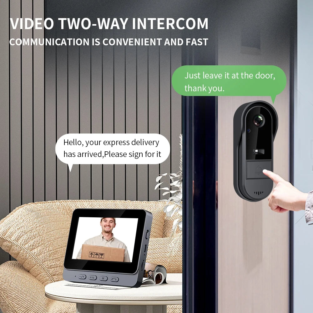 WiFi wireless smart video doorbell, Two-way outdoor